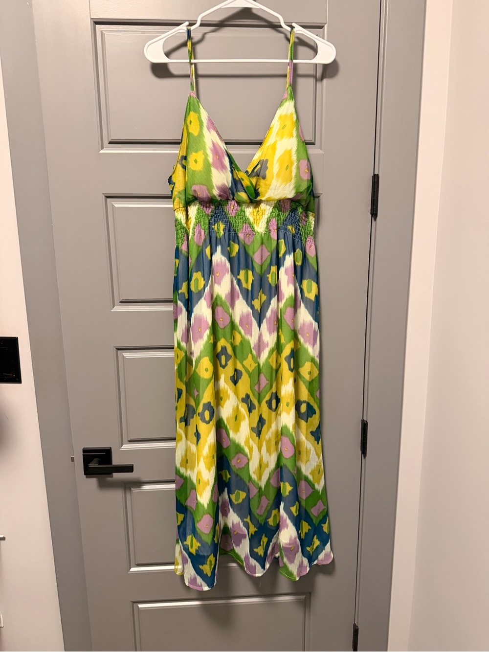 She's Cool Chevron Ikat Smocked Maxi Dress 2X